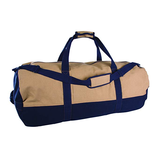 Stansport Two-Tone Canvas Duffle Bag with Zipper
