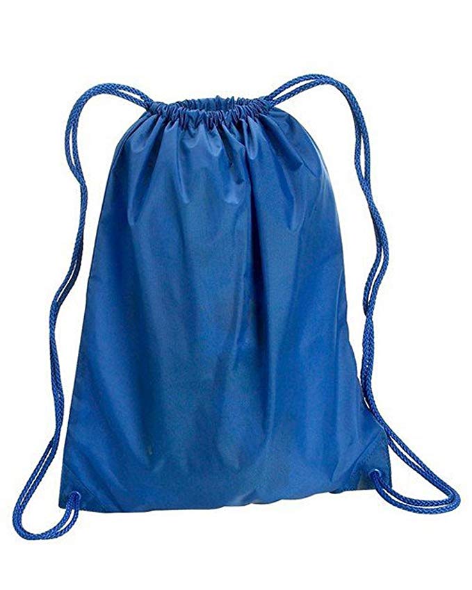 12 Pack - (1 Dozen) - Improved Polyester Drawstring Bags in BULK, Cinch Bags, Sack packs, Gym Bags By BagzDepot