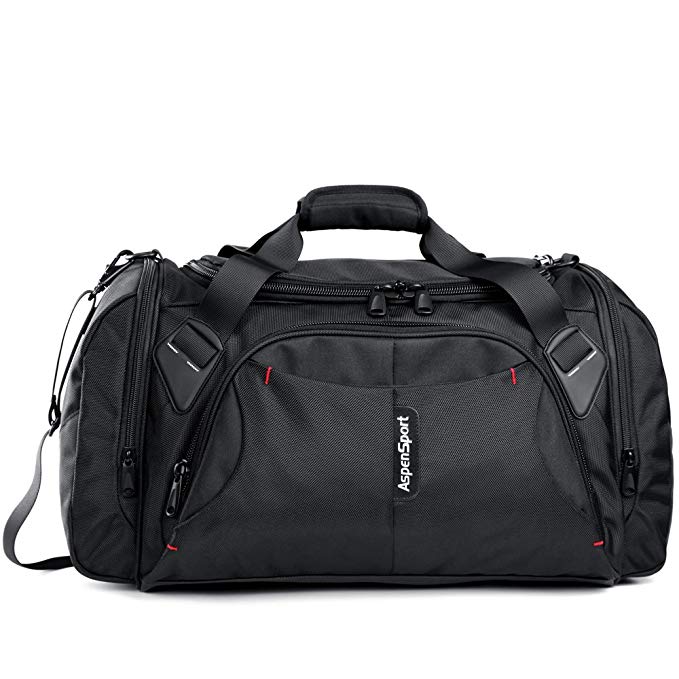 ASPENSPORT Duffel Bags for Men&Women Travel Sports Luggage Large Gym Gear Camping Hiking Black