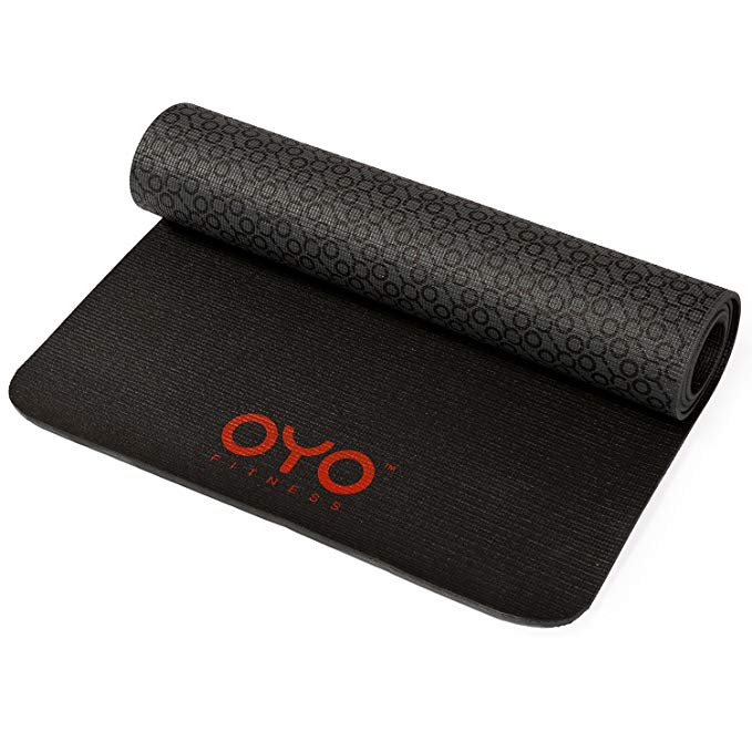 OYO Fitness Performance Exercise Mat/Yoga Mat (PVC, Reversible, Two-Tone Grey/Black, Non-Slip, 6mm / 1/4 Inch Thick)