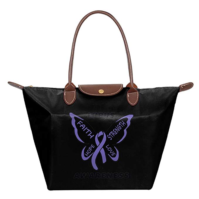 Mkajkkok Lupus Awareness Butterfly Fashion Ladies Folding Dumpling Bags