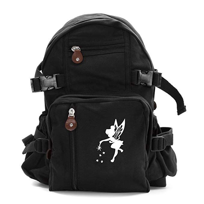 Tinker Bell Fairy Peter Pan Army Sport Heavyweight Canvas Backpack Bag