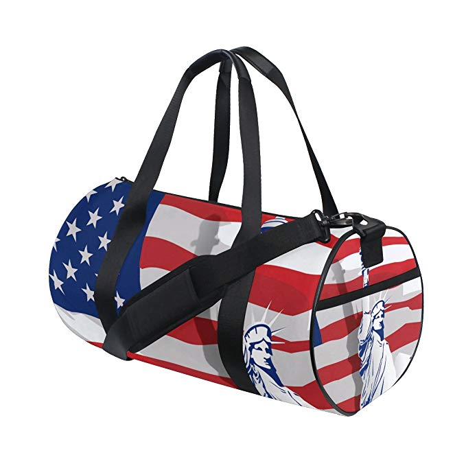 Vintage Distressed American State Flag Travel Duffel Shoulder Bag ，Sports Gym Fitness Bags