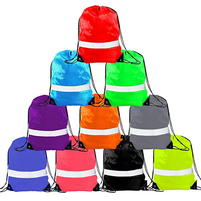 Drawstring Backpack - Drawstring Bag Reflective Cinch Sacks String Backpack Bulk Bsgs