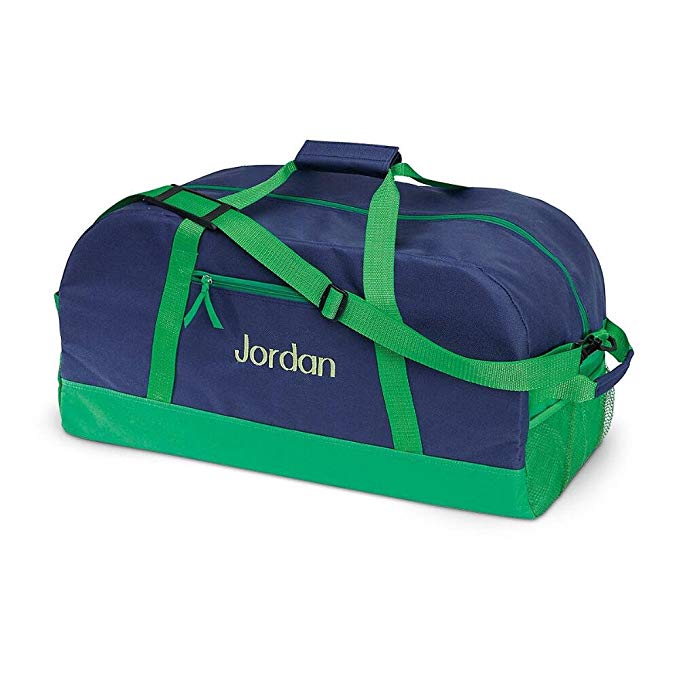 Navy and Green Kids Personalized Duffel Bags by Lillian Vernon