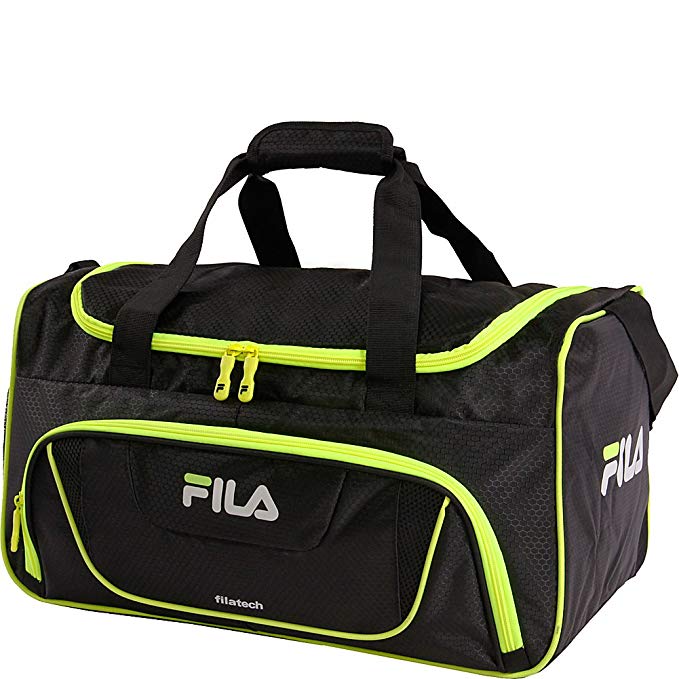 Fila Ace 2 Small Duffel Gym Sports Bag, Black/Neon Lime, One Size