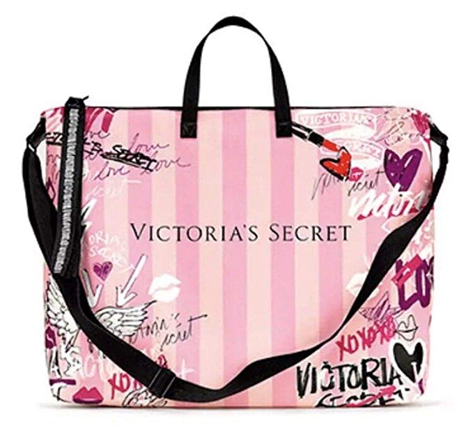 Victoria's Secret Pink Duffle Bag Weekender Tote Graffiti Logo 17x14 Large Size