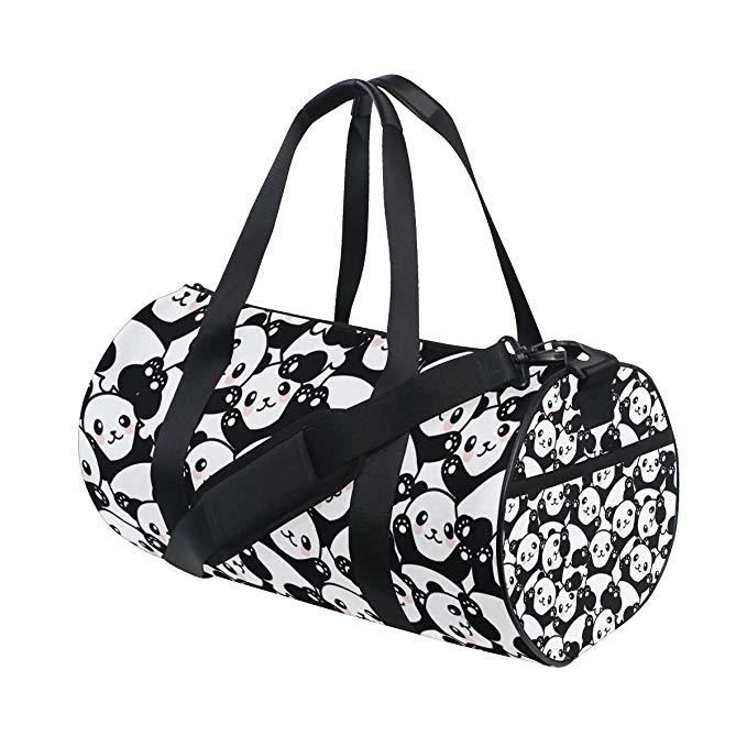 ALAZA Cute Panda Pattern Travel Sports Bag with Backpack Tote Gym Bag