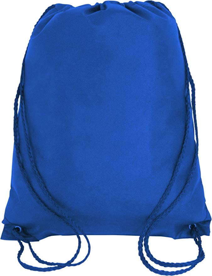 Promotional Non-Woven Drawstring Backpacks for Giveaway Favors or Daily Use, Royal, Set of 50