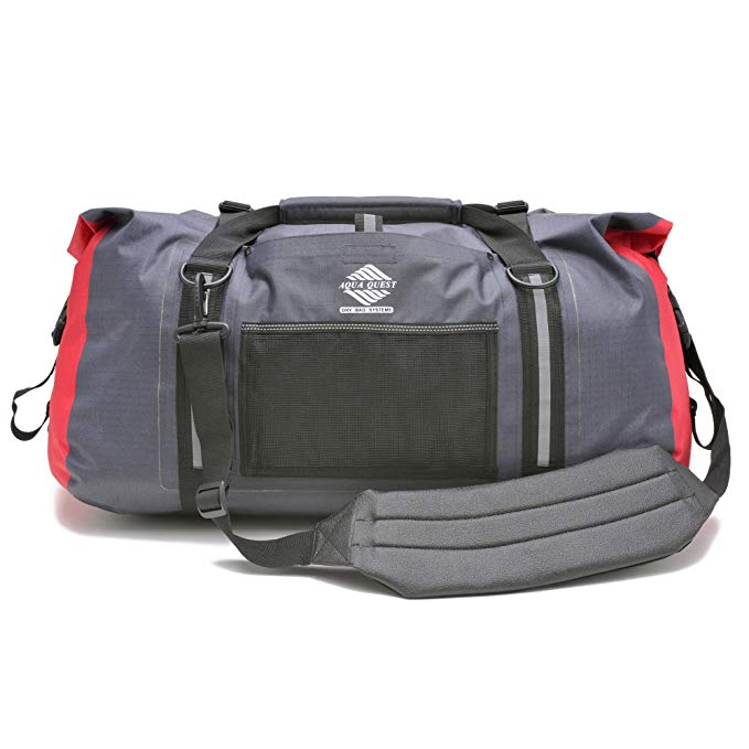 Aqua Quest White Water Duffel - 100% Waterproof 50 L Bag - Lightweight, Durable, External Pockets - Black, Charcoal, or Red