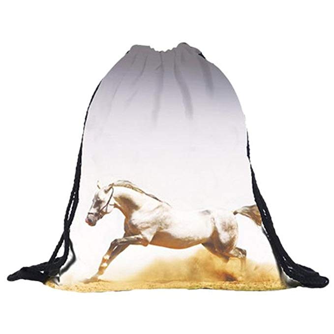 BESSKY Horse Printing Bags Drawstring Backpack