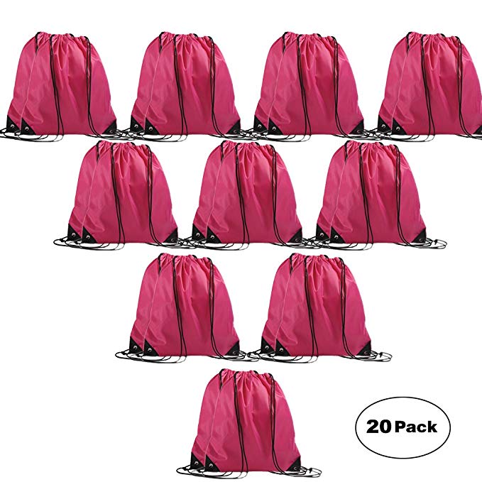 LIHI Bag Basic Drawstring Backpack Goodie Bags,Promotional Gym Sack For Birthday Party Favor Giveaways
