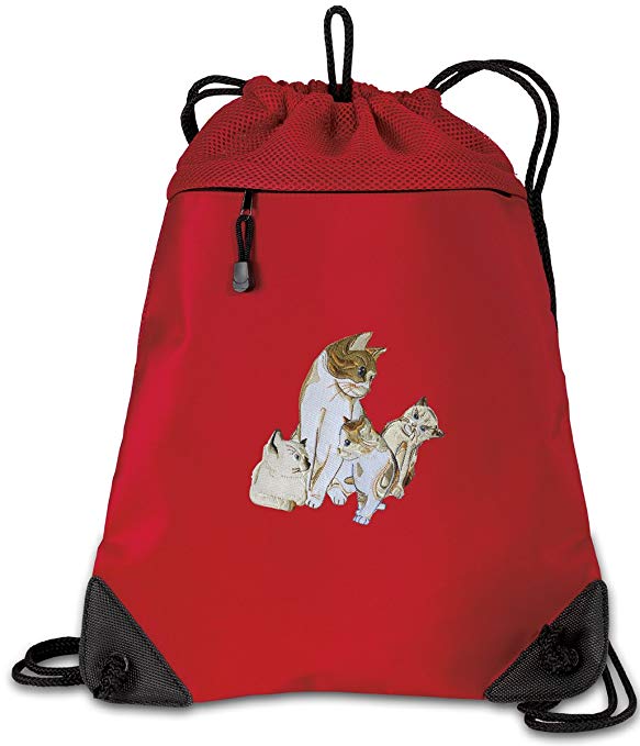 Cute Cat Drawstring Backpack Bag Kitten Cinch Pack - UNIQUE MESH & MICROFIBER