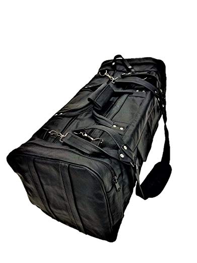 genuine leather travel duffel sports gym bag
