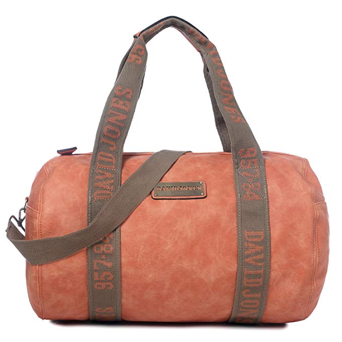 Orange Faux Leather Duffels Weekender Gym Travel Bag for Women on Sale