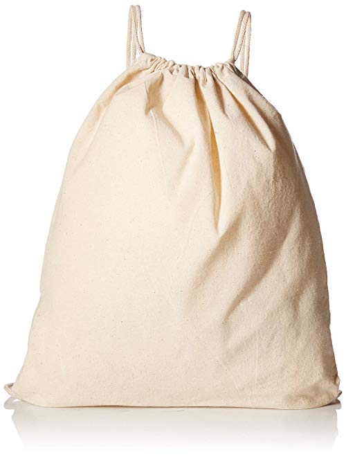 (12 Pack) 1 Dozen - Durable Cotton Drawstring Tote Bags (Natural)
