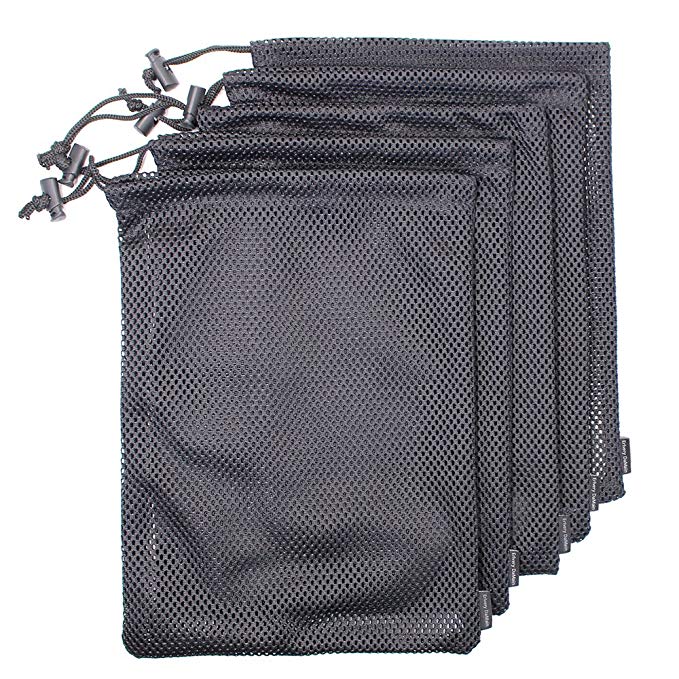 5 PCS Multi Purpose Nylon Mesh Drawstring Storage Ditty Bags for Travel & Outdoor Activity by Erlvery DaMain