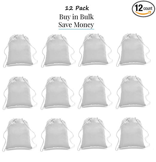 Great Deal! (12 Pack) 1 DOZEN Budget Friendly Sport Drawstring Backpack%100 Cotton Bags for Sport,Gym or Promotional Plain Backpacks