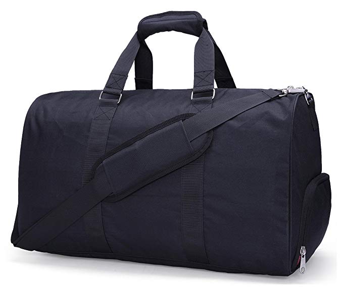 MIER Gym Duffel Bag for Men and Women with Shoe Compartment, Carry On Size, 20inches, Sets of 2(Large and Small), Black