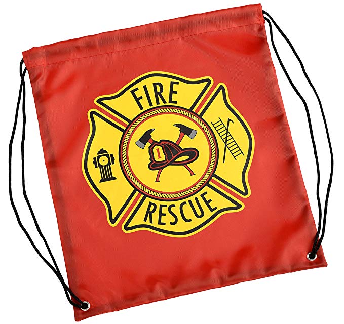 Aeromax Firefighter Drawstring Backpack Red, 6 Pack Drawstring Backpack