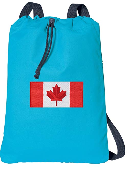 Broad Bay Canada Flag Drawstring Backpack 100% COTTON Canada Cinch Bag