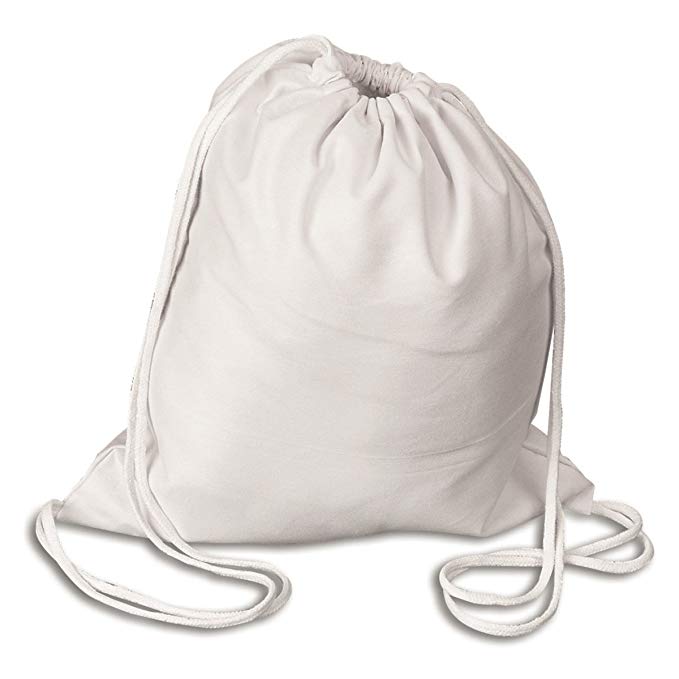 shop4bag LARGE Color me Cotton Canvas Backpack with Drawstring - Gym Bag Bulk Buy Cinch Pack (NATURAL, 12)