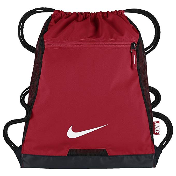 NIKE Alpha Adapt Team Training Drawstring Gymsack Backpack 600 Denier Sport Bookbag (University Gym Red with Signature White Swoosh)
