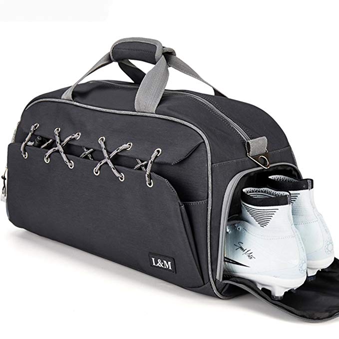 Sport Gym Duffel Bag with Shoes Compartment Lightweight Travel Overnight Bag for Men and Women (Black)