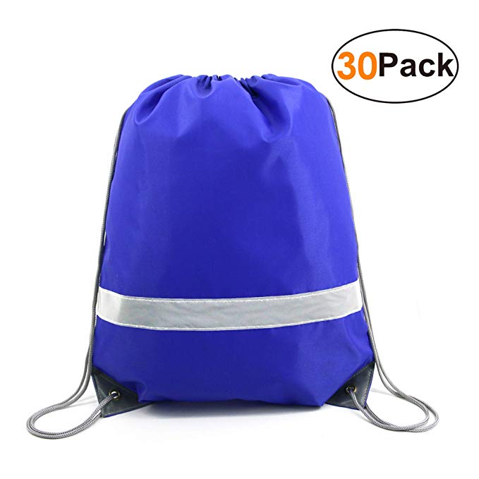 Drawstring Backpack Bags Reflective Bulk Pack, Promotional Sport Gym Sack Cinch Bags
