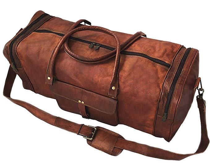 24 Inch Square Duffel Travel Gym Sports Overnight Weekend Leather Bag