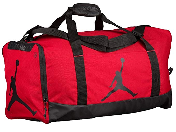 Nike Air Jordan Jumpman Duffel Sports Gym Bag Red/Black 8A1913 Wet/Dry Shoe Pocket Water Resistant