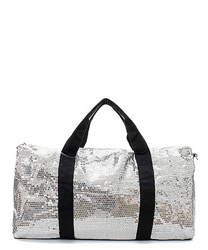 Sequin Large Duffel Bag with Adjustable Shoulder Strap
