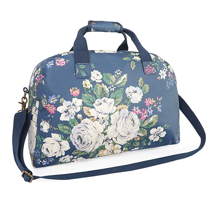 Oflamn Floral Series Duffle Bag Water Resistant Canvas Travel Weekender Overnight Gym Bag Carry on Tote for Women