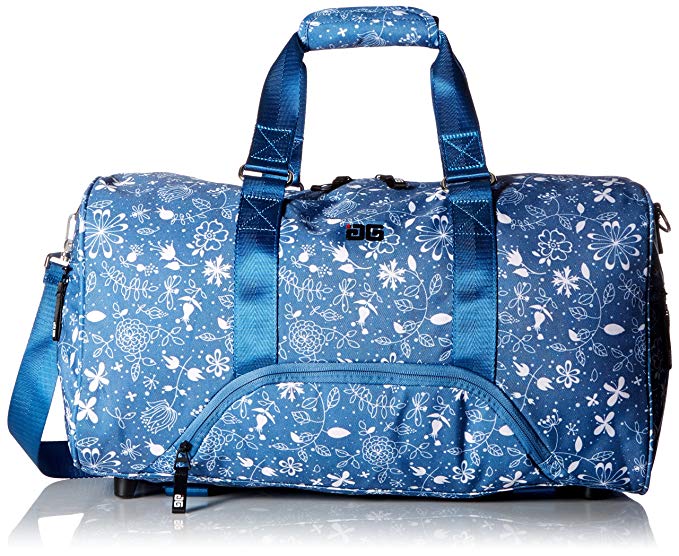 Aftergen Vedic Duffel Yoga Bag, Weekender Shoe Compartment, Flower, Blue