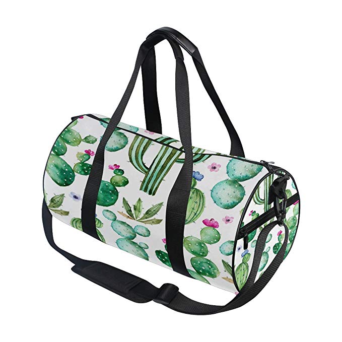 Use4 Summer Watercolor Cactus Travel Duffel Bag Sport Gym Luggage Bag for Men Women