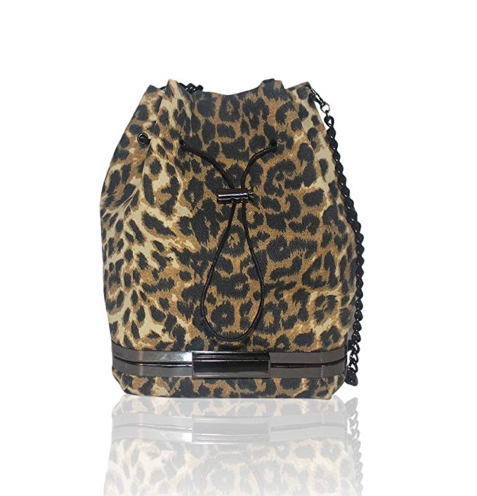 Kamilah Willacy Hulet Leopard Mini Drawstring Bucket Bag