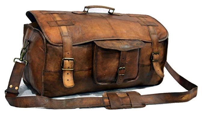 Urban Dezire Leather Duffel Travel Gym Overnight Weekend Leather Bag Sports Cabin