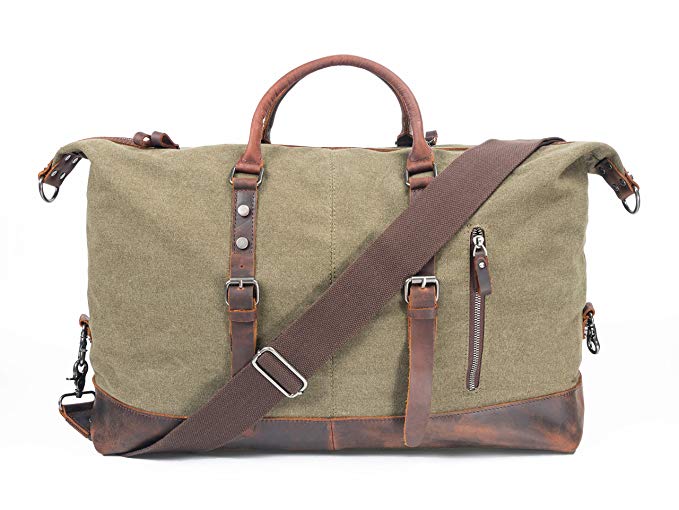 Leather Canvas Duffel Bags Extra Large Travel Oversized Strap Weekend ...